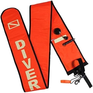 image:imageScuba Choice Surface Marker Buoy SMB HighVisibility Dive Signal Tube Durable Nylon TPU Compact amp BCDCompatible Easy Oral Inflator for Diving Freediving amp Underwater SafetyOrange w Whistle