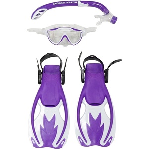 image:imageKids Snorkeling Mask amp Fins Set  Adjustable OpenHeel Fins amp Panoramic AntiFog Mask for Kids  Comfortable amp Fun Snorkeling for Swimming amp Beach AdventuresPurpleWhite