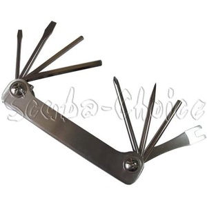 image:imageScuba Choice Compact Multi Dive Tool  Stainless Steel Allen Wrenches Screwdrivers and ORing Pick for Dive Gear Maintenance8in1 Valve Tool