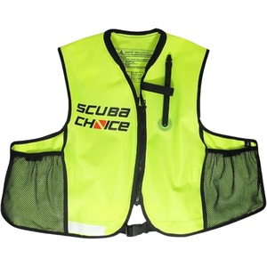 image:imageScuba Choice Snorkel Jacket Vest with Pockets  High Visibility Neon Yellow Adjustable Buoyancy Mesh Pockets for Adult Waist Size 3052 Snorkeling Oral Inflatable Vests
