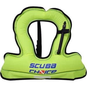 image:imageScuba Choice Youth Kids Snorkel Vest  Neon YellowBlue Safety Floatation Aid Up to 100 lbs Adjustable Fit with Name Box amp AntiRideUp Strap Easy Oral Inflator amp Secure Crotch Strap