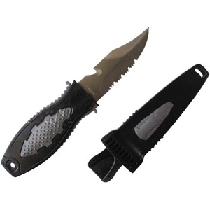 image:imageScuba Choice Spearfishing Knife  75 Foldable StainlessSteel Blade with Sheath QuickRelease Button Durable for Scuba Diving Free Diving Spearfishing Gear  BlackGrey
