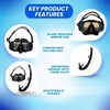 image:imageScuba Choice Silicone Dive Mask with Blue Mirror Coated Lense  Black Snorkel Combo