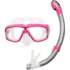 image:imageSnorkeling Mask amp SemiDry Snorkel Combo  Panoramic AntiFog Tempered Glass Mask with Splash Guard Comfortable Fit for Adults PinkSilver