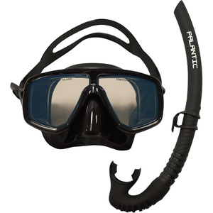 image:imageScuba Choice Silicone Dive Mask with Blue Mirror Coated Lense  Black Snorkel Combo